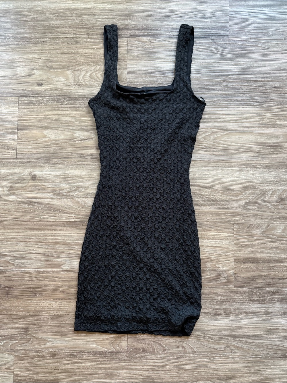 Black Textured Sleeveless Bodycon Dress